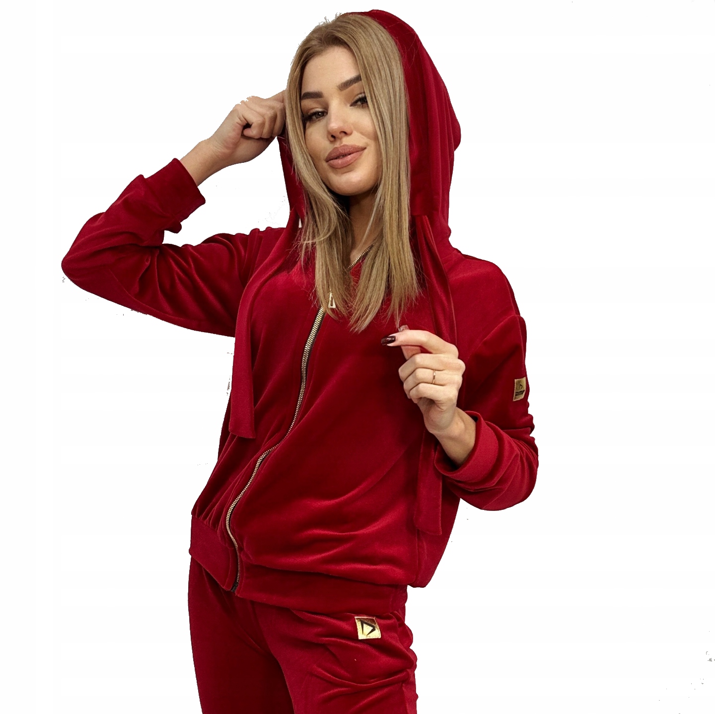 Piękny Komplet dresowy welur dres welurowy bluza rozpinana Dmf L