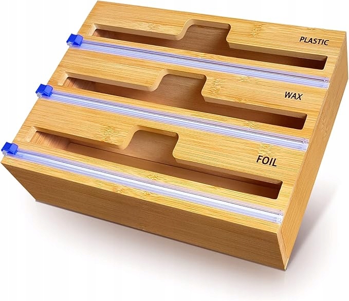 Dřevěná Řezačka Kuchyňských Fólií 3V1 S Nožem 33 X 21 CM
