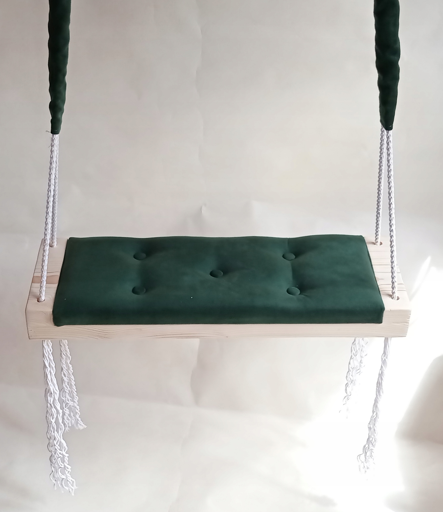 Huśtawka siedzisko SZARA DZIECI dom ogród pokój tapicerowana WELUR DESKA Głębokość produktu 20 cm