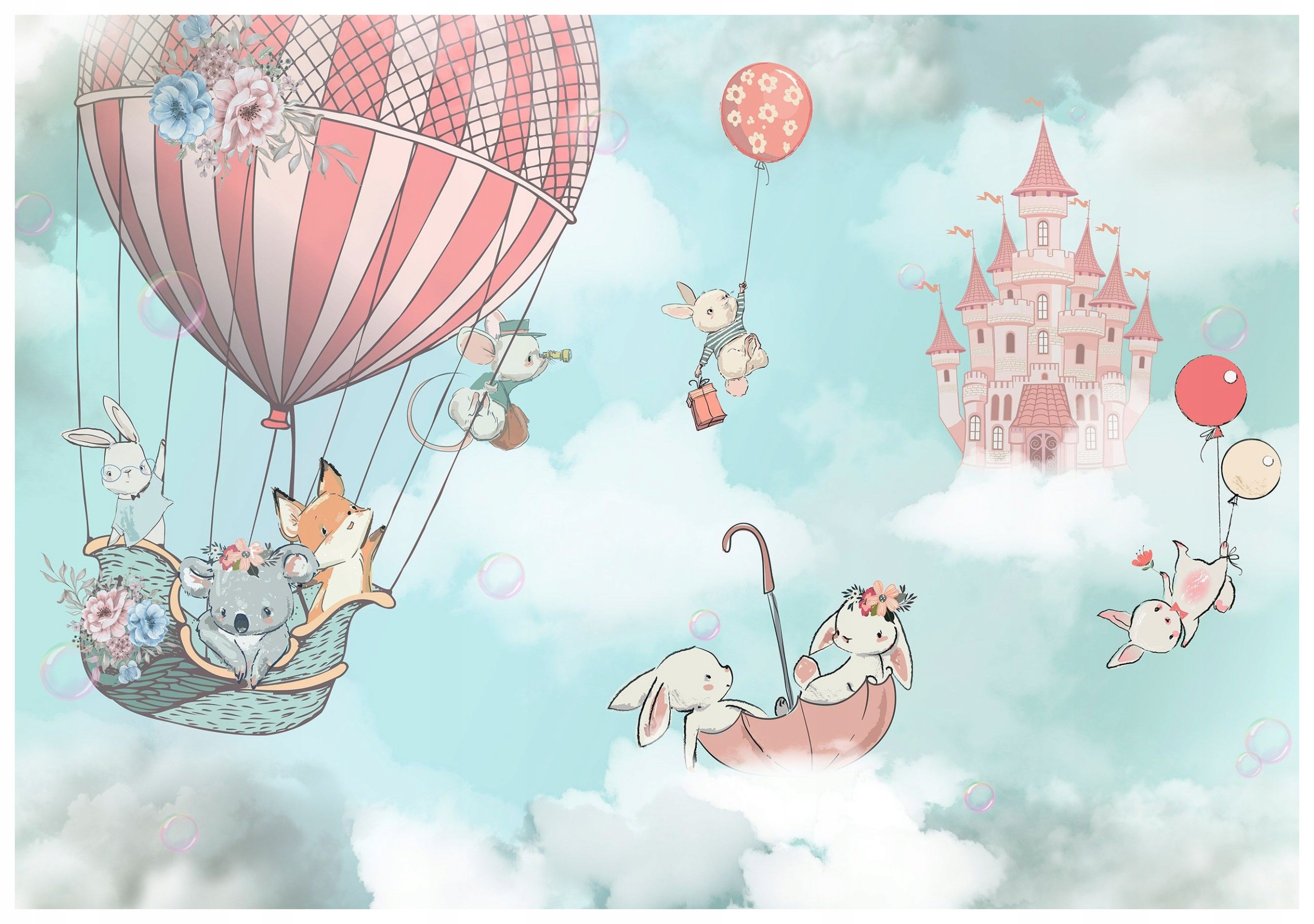 Fototapeta Detská radosť Balóny Zvieratá Mraky vinylové 312x219 lepidlo