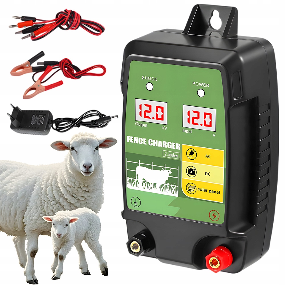 Elektrizátor Plotu 15KM 2J Aku 12V Solární Síť Voděodolný