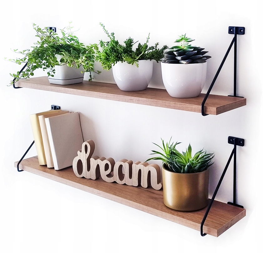 

Nowoczesne Półki na wspornikach 2szt. dąb 60cm