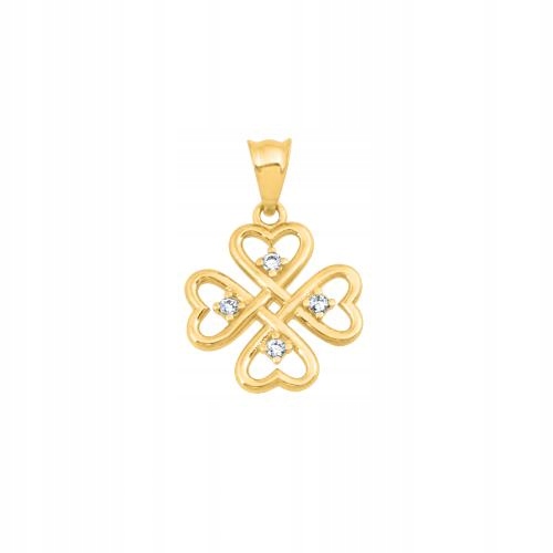 Přívěsek Zlatý 585 čtyřlístek se zirkony, symbol štěstí jako dárek