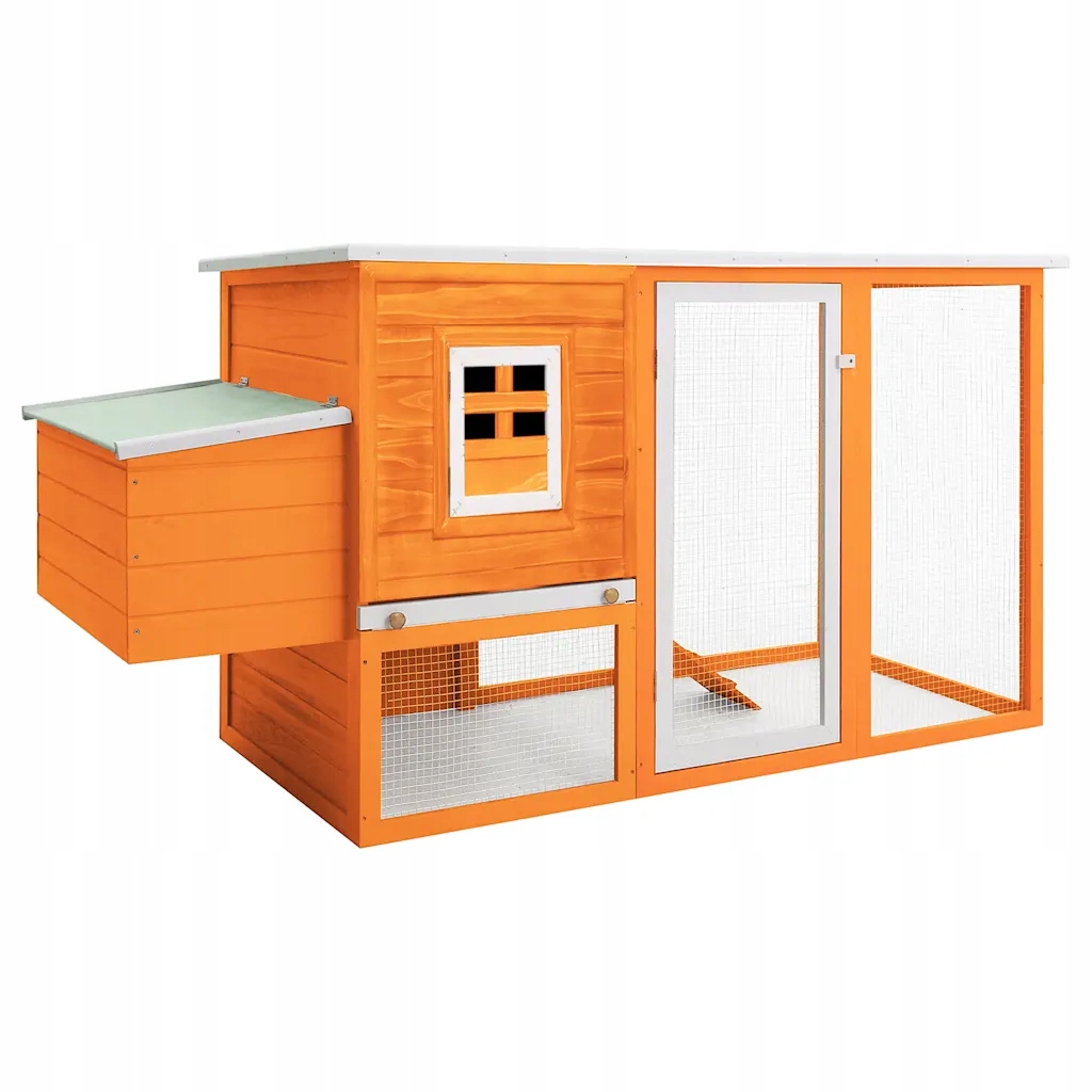 Levně Dřevěná klec pro kuřata s výsuvným podnosem a zelenou střechou 192x7