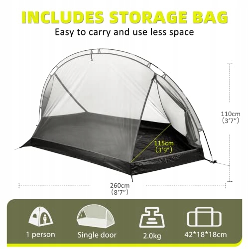 FORCEATT Namiot 1/2 Osobowy Ultralekki Wodoodporny Szybki Montaż Camping — miniatura 2