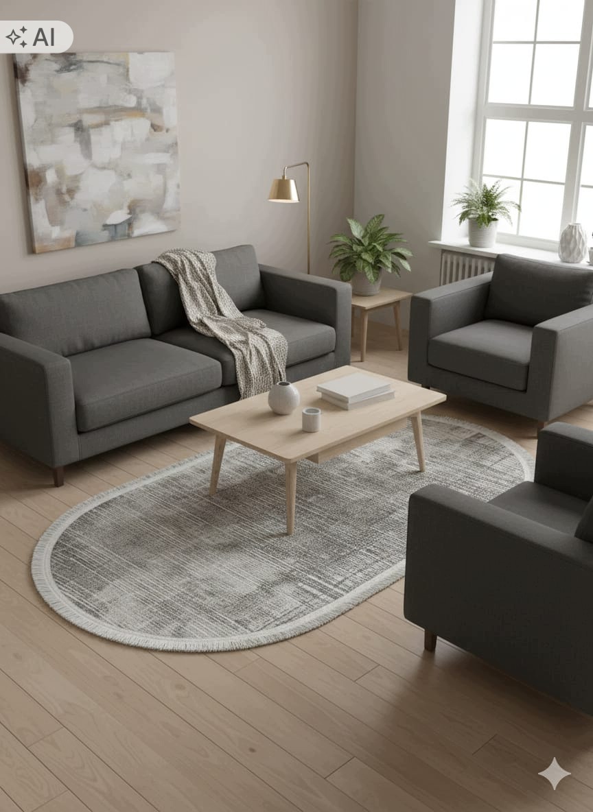 Koberec oválný do obývacího pokoje 80x150 cm, vícebarevný, měkké štětiny, plyšový