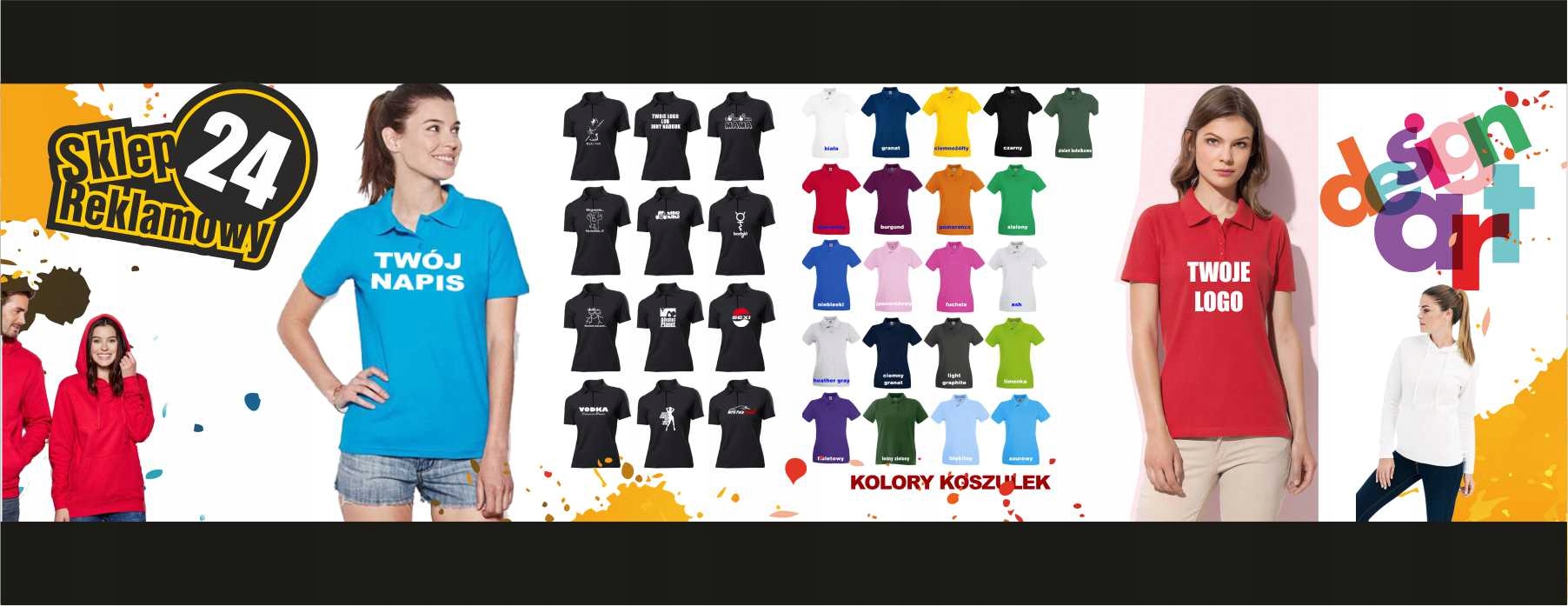 KOSZULKI POLO DAMSKIE Z NADRUKIEM REKLAMOWE 10 szt Rękaw krótki rękaw