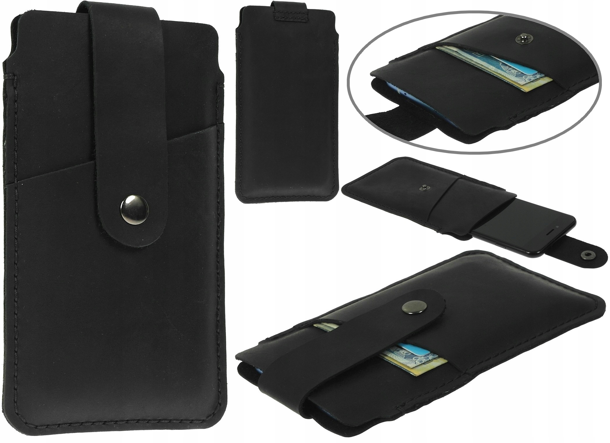 

Portfel Etui 100% Skórzane Czarne Do Iphone Xs Max