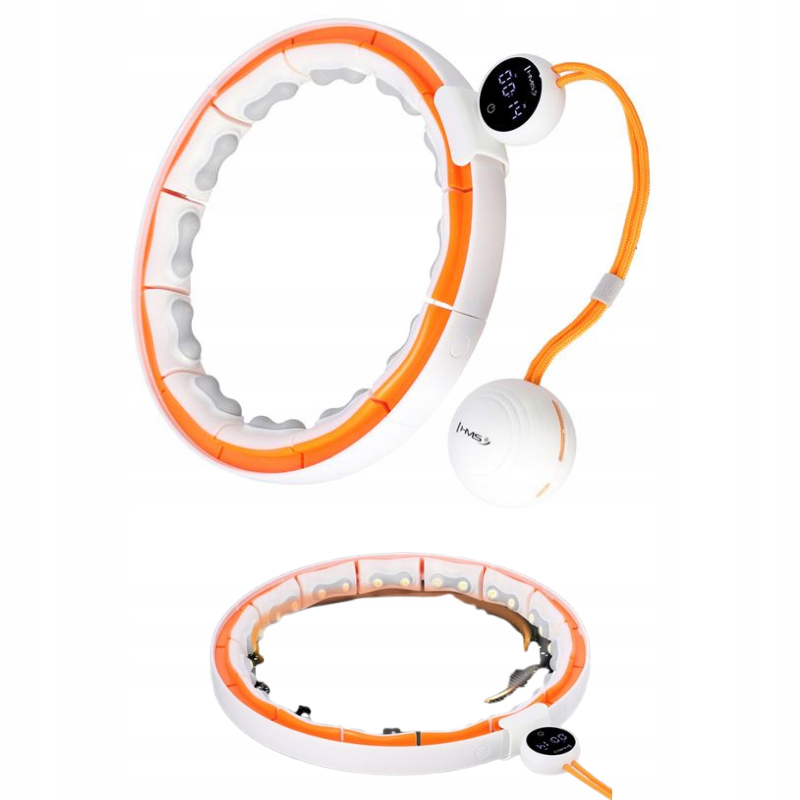Hula Hoop Hms bílá a oranžová s magnetickým závažím a počítadlem Usb-c