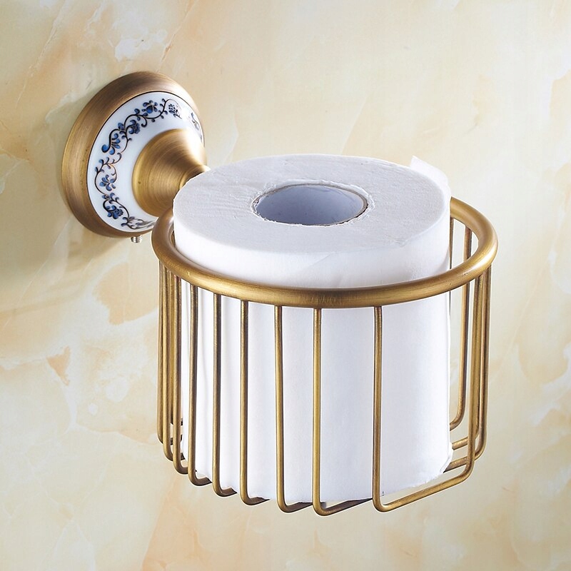 Retro starozlatý mosazný košík na papír šampon