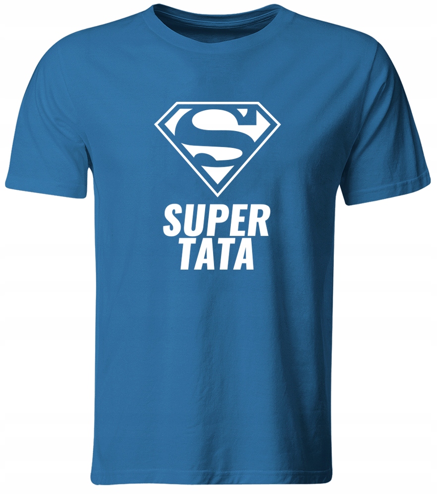KOSZULKA SUPER TATA. PREZENT DLA TATY, NIEBIESKA, ROZ. XL