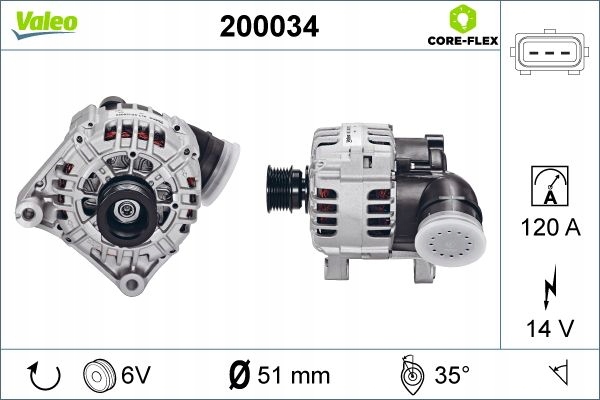 ALTERNATOR 120A 200034 VALEO BMW 3 E36 E46 Producent części Valeo