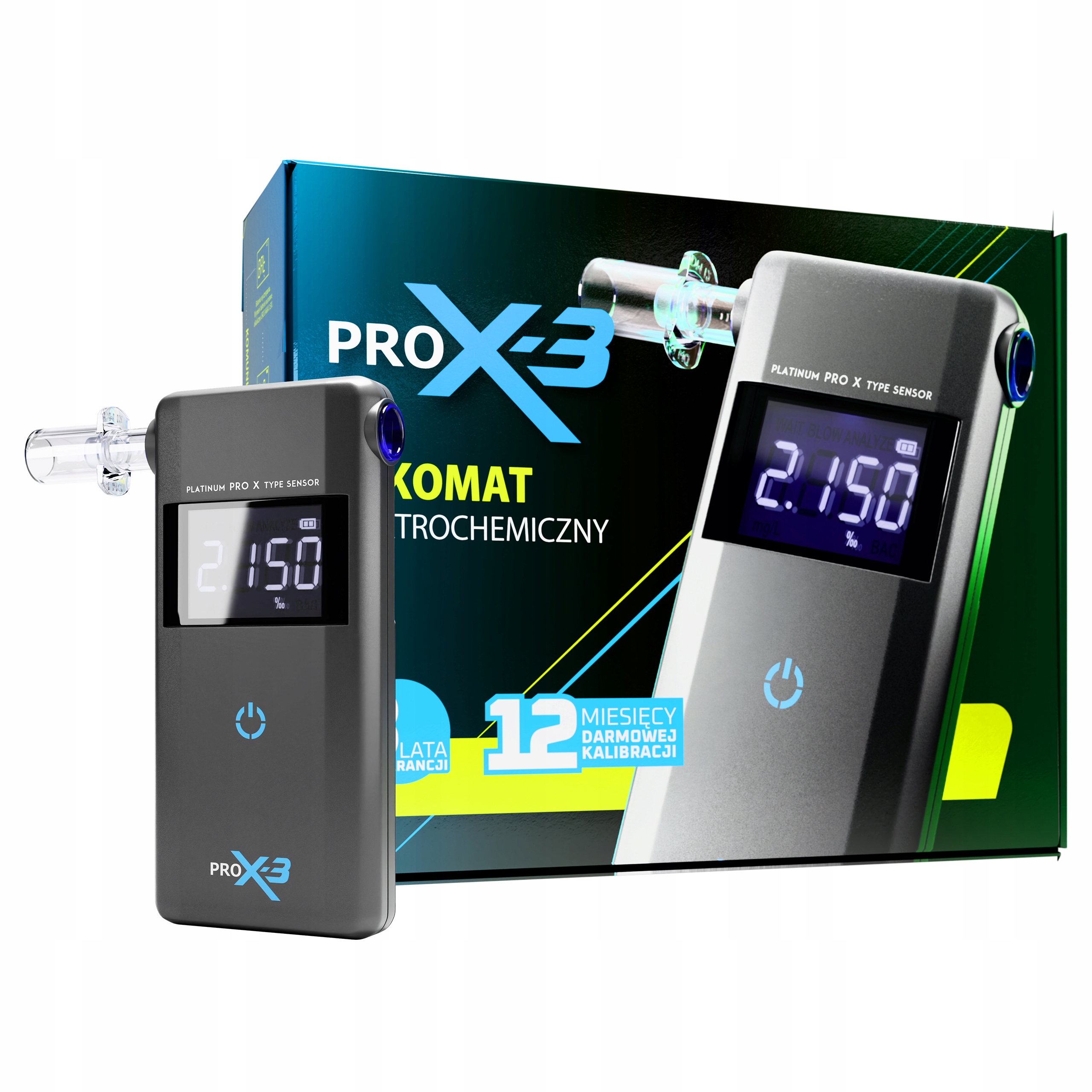 Elektrochemický Alkohol Tester Pro X-3 12 Měsíců Kalibrační Služby Náustky