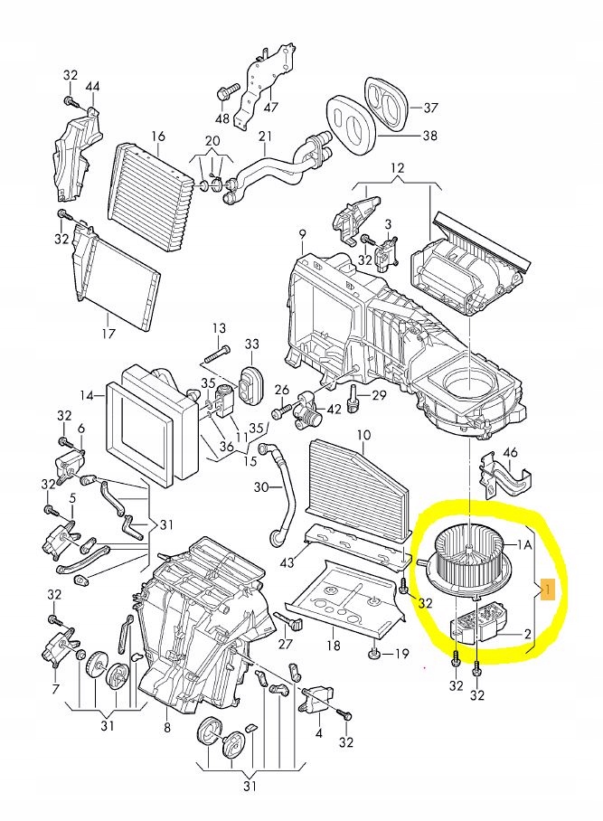 vw SHARAN (7N), 2010- Двигатель потока воздуха +ac