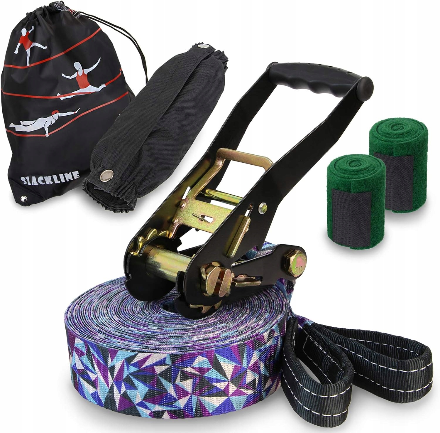 Slackline 15 M Sada Alpidex S Ochranou Stromu Napínák Chrastítko