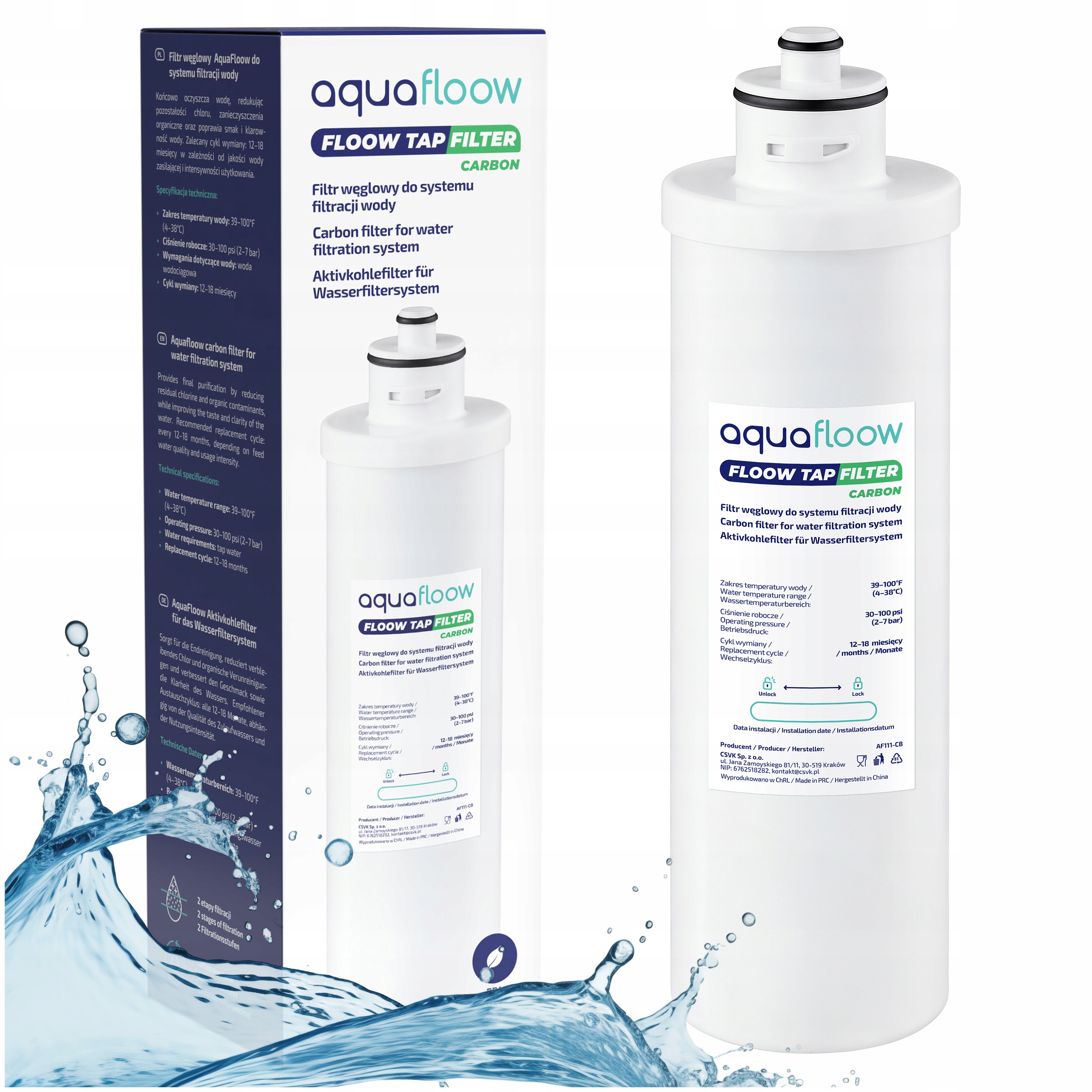 Blok węglowy AquaFloow Carbon do systemu filtracyjnego TapOne TapTrio 1 szt