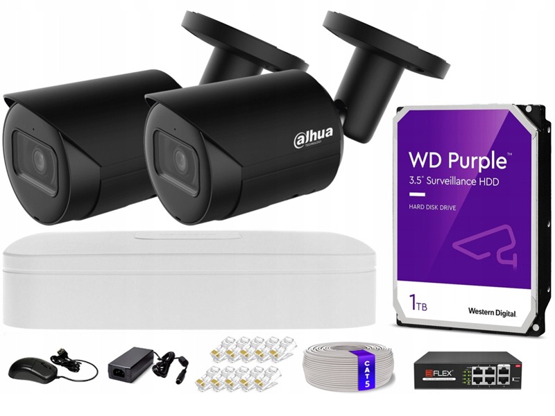 Domácí monitorovací sada Ip kamera 2x IPC-HFW2441S-S-0280B Black 4MPx Ir 30 m