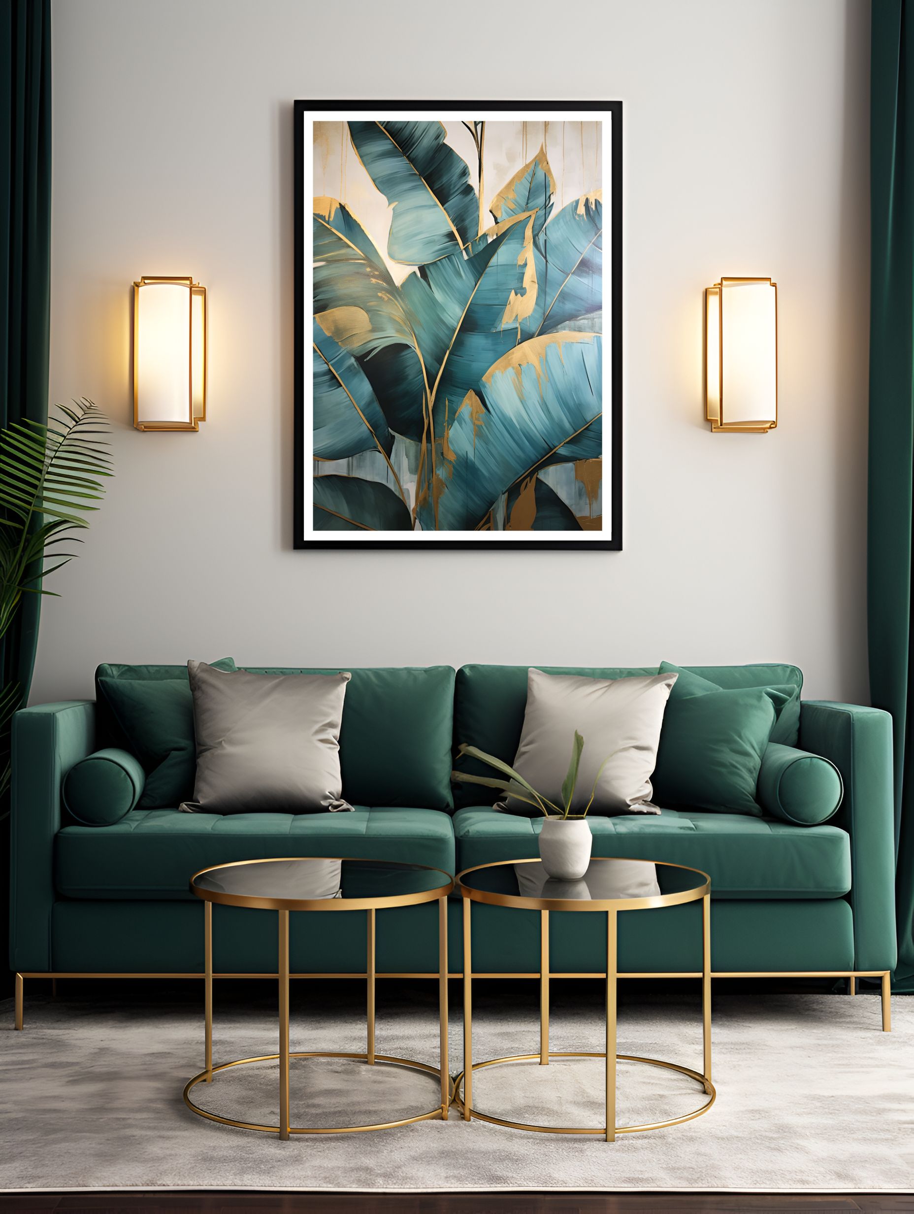 Plakat na Ścianę Obraz Rośliny Abstrakcja Złoto 70x100 cm Premium ElliveX Szerokość produktu 70 cm