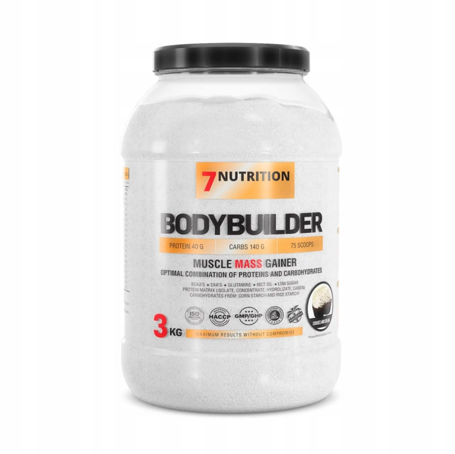 Gainer Na Hmotu Bodybuilder 3KG Bílá Čokoláda 7NUTRITION