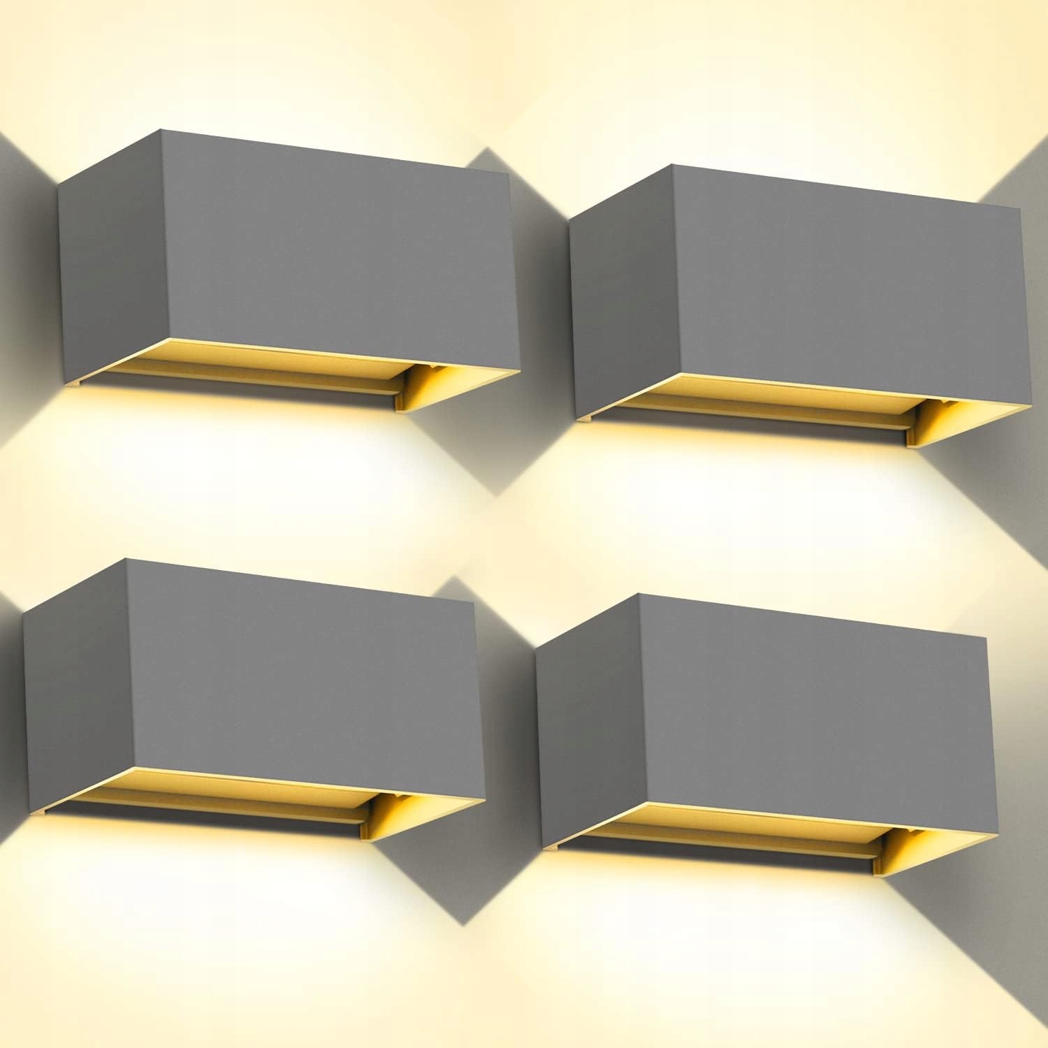 Led lampa Kingwen, 20 W, teplá bílá 3000 K, IP65, šedá, 4 ks