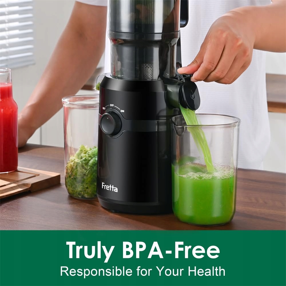 FRETTA Wolnoobrotowa Wyciskarka Do Soków 200W 1L BPA Free Czarna — miniatura 4
