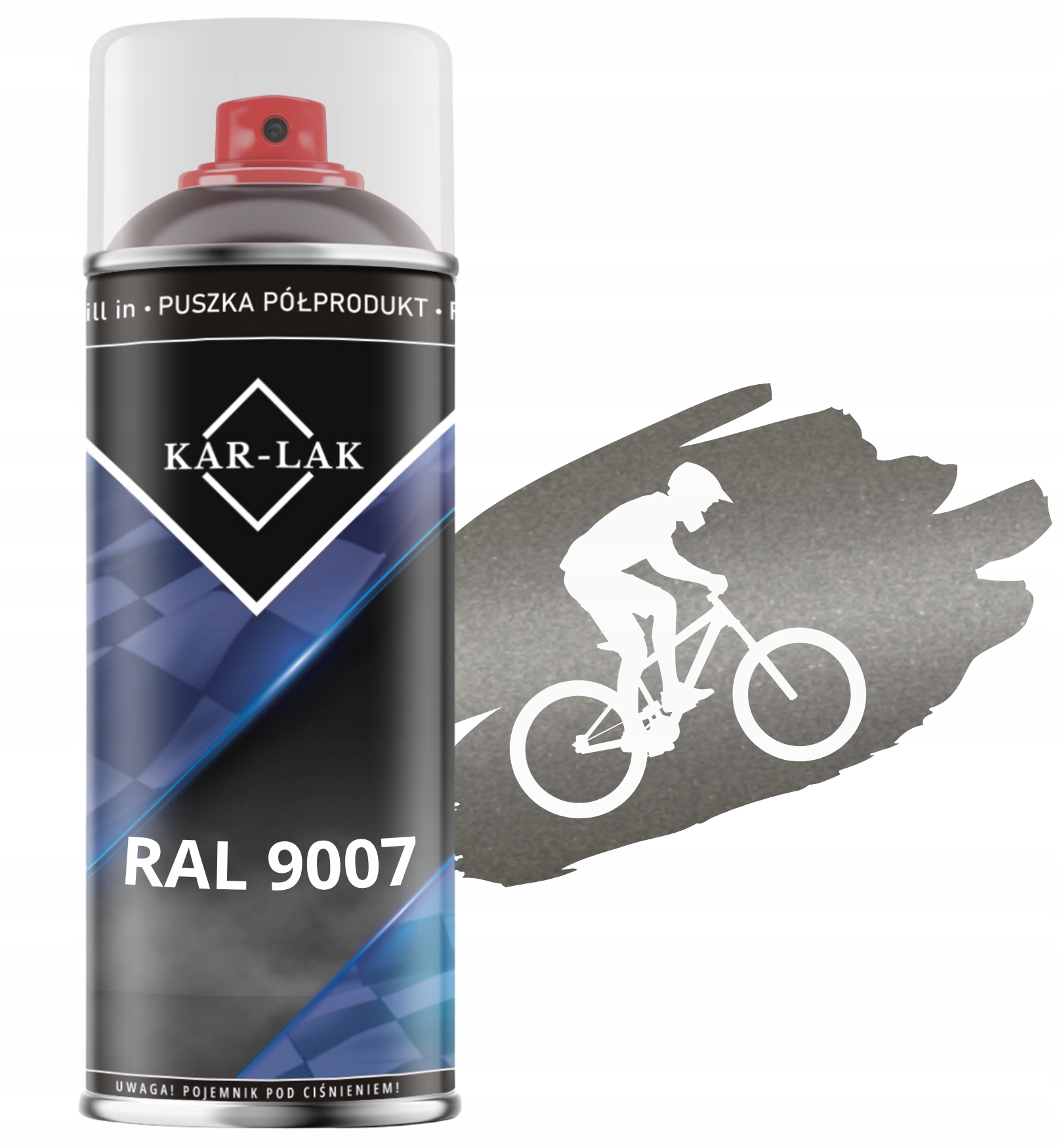 Lakier Do Roweru Ramy Ral 9007 Połysk Szare Aluminium Farba Spray 400ML