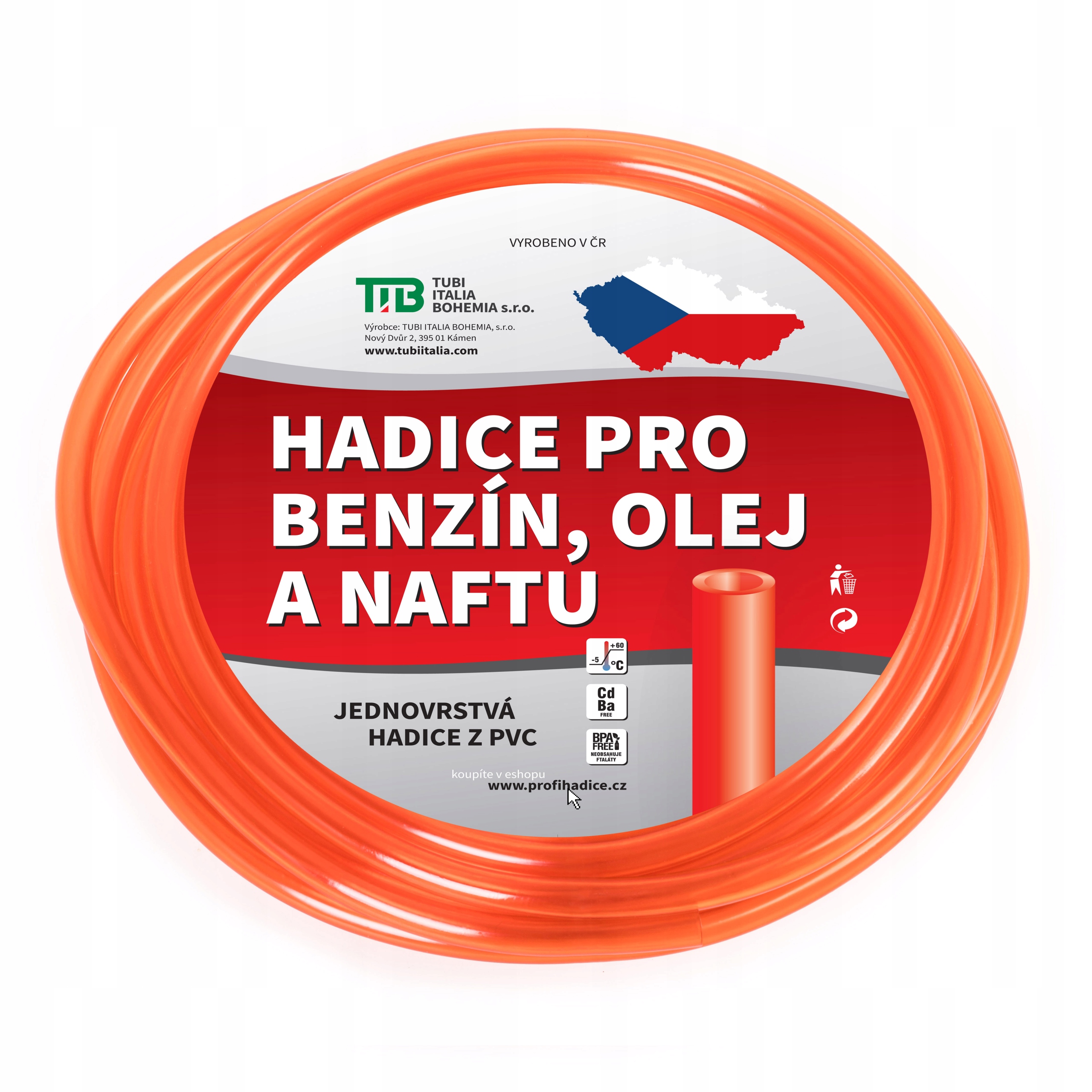 Jednovrstvá hadice na benzín 7x10 mm 50 m