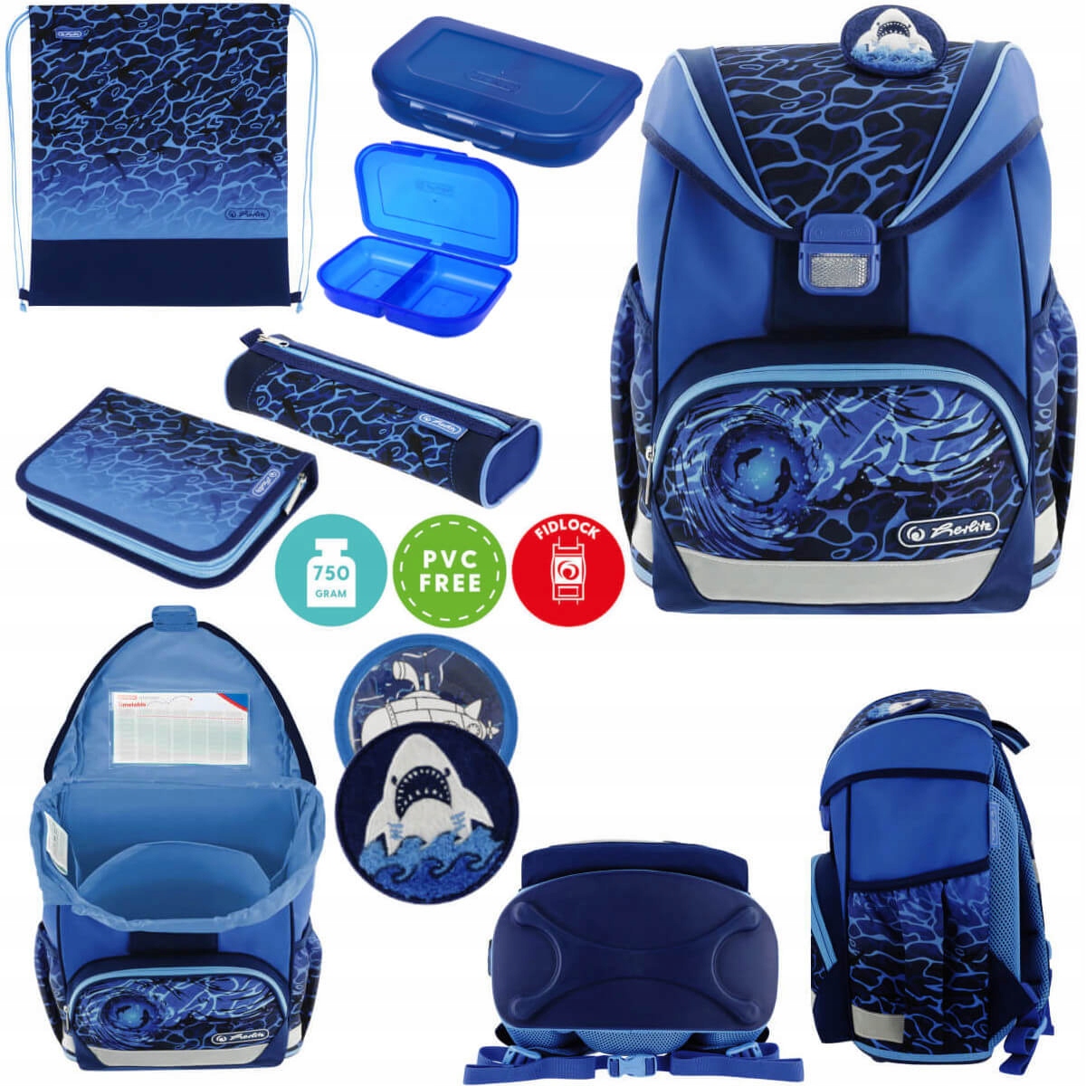 Zestaw tornister plecak szkolny UltraLight Plus śniadaniówka Shark HERLITZ Marka Herlitz