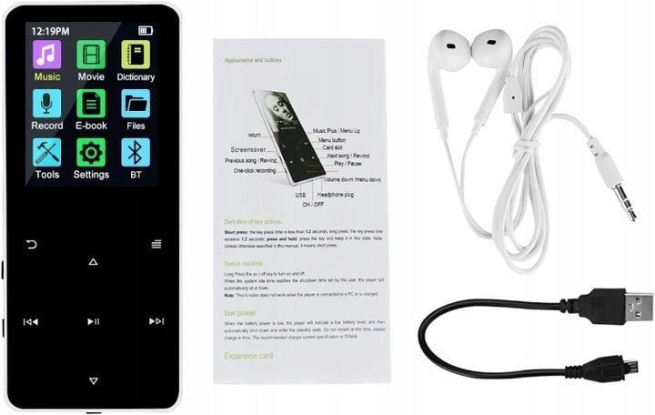 WYSOKA JAKOŚĆ ODTWARZACZ MP4 MP3 16GB BLUETOOTH 5.0 HIFI RADIO czarny EAN (GTIN) 6949560935138