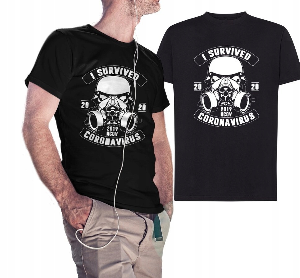 

Koszulka męska I Survived Coronavirus, czarna 5XL