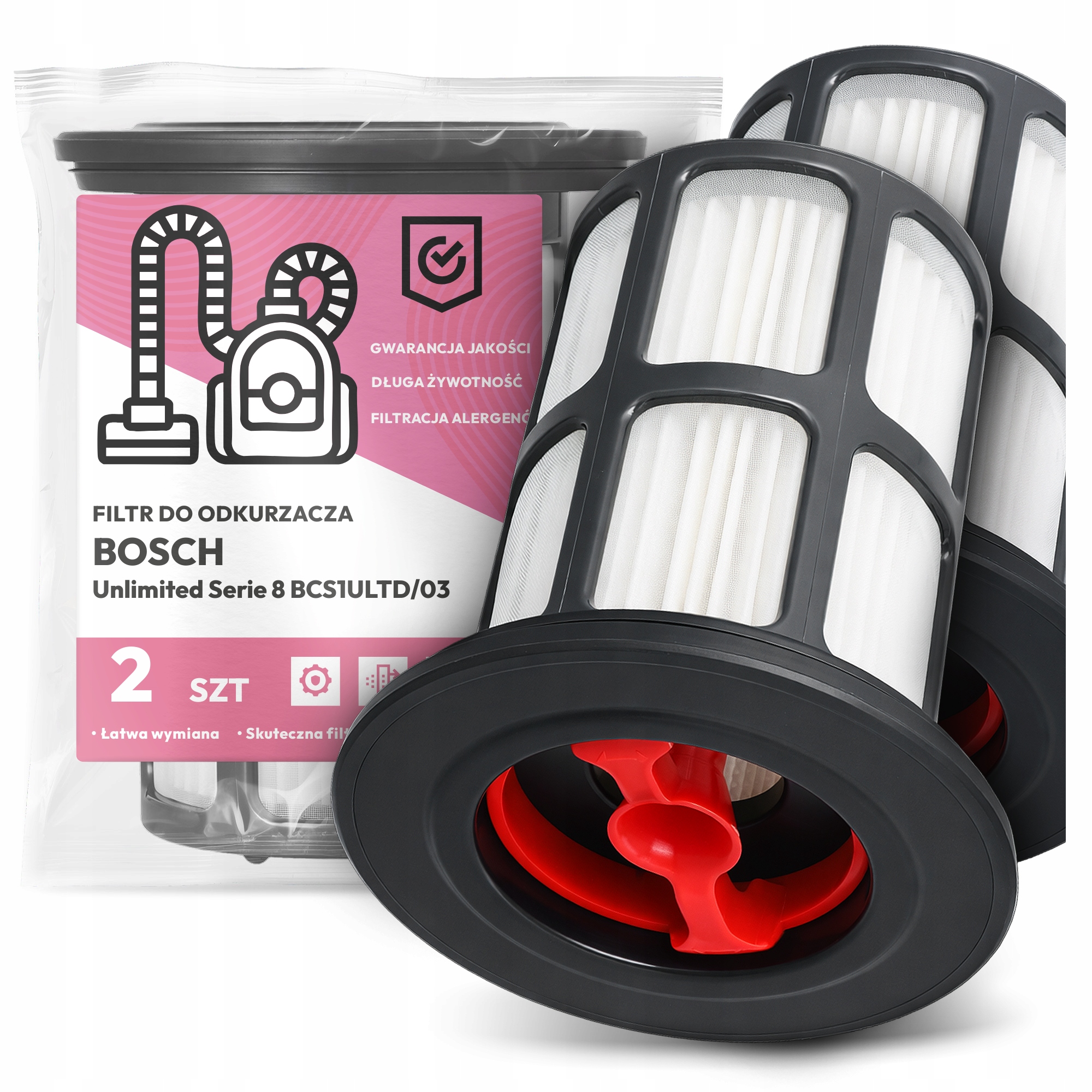 2x Filtr Pro Vysavač Bosch Unlimited Serie 8 BCS1ULTD/03 Hepa Filtry Em-w