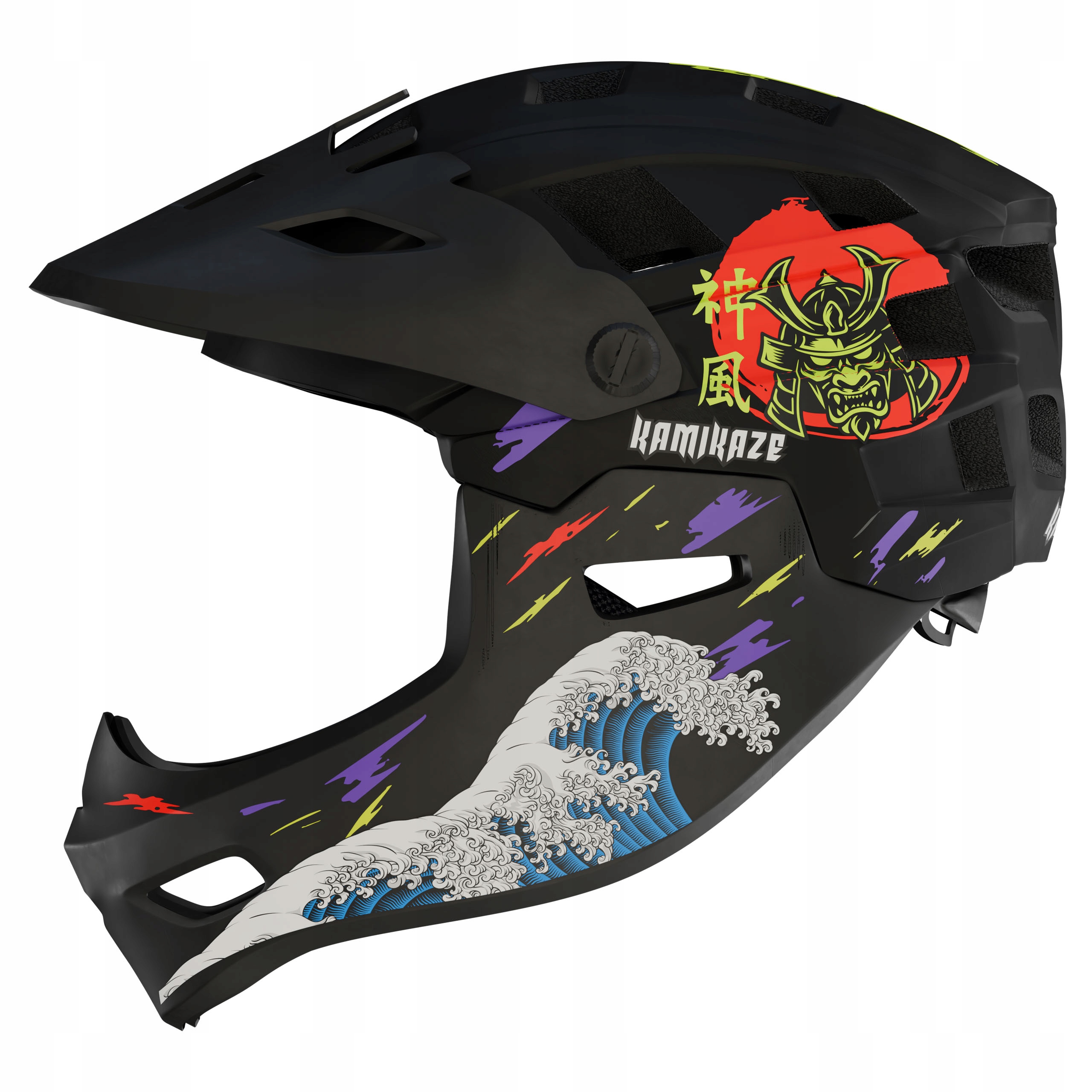 Kask pełny Kamikaze Ronin Wave Czarny rozmiar S