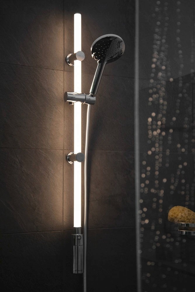 Led svítící sprchová tyč 94 cm, nástěnná sada Wenko