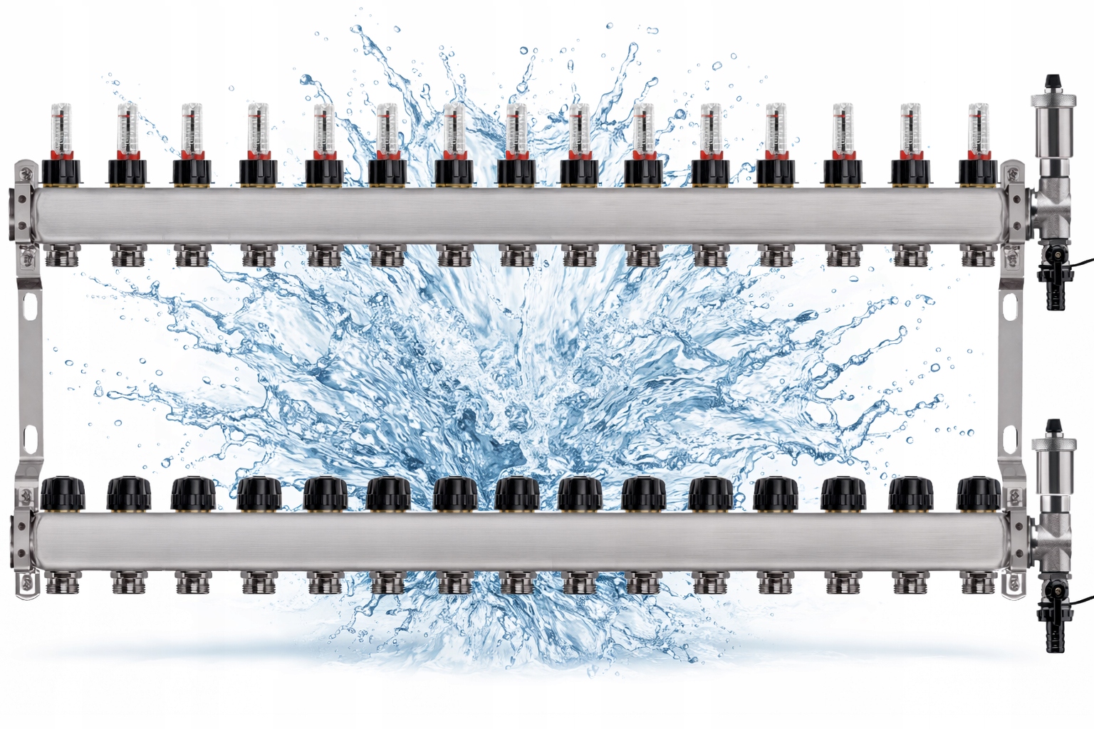 Rozdělovač pro podlahovku nerezový 15-okruhové podlahové vytápění
