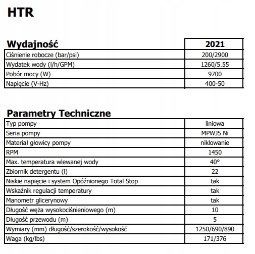 LAVOR HTR 2021LP z grzaniem wody Model HTR 2021LP