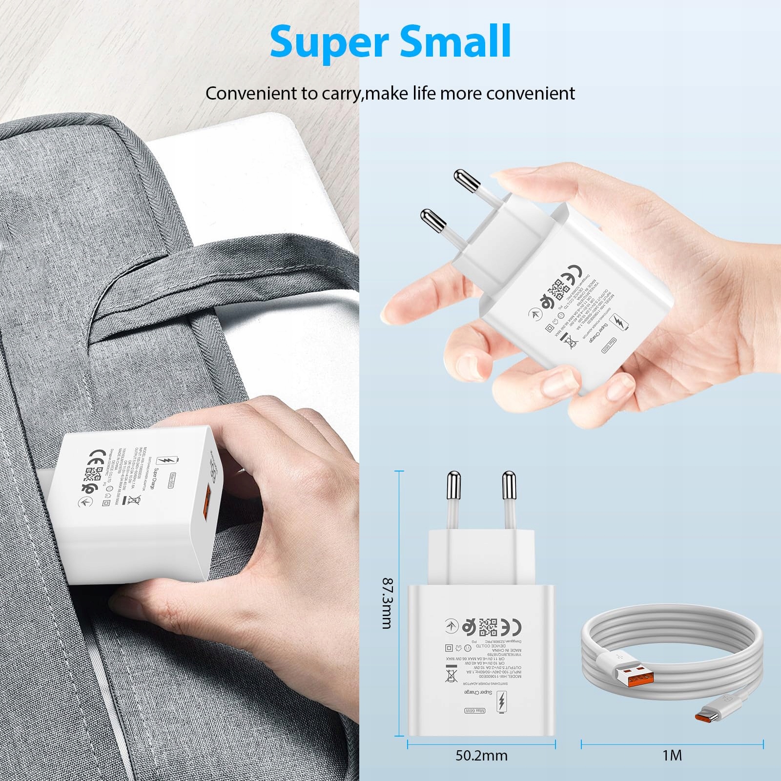 HUAWEI Honor Szybka Ładowarka 66W USB C Kabel Adapter do Honor 90 80 70 — miniatura 3