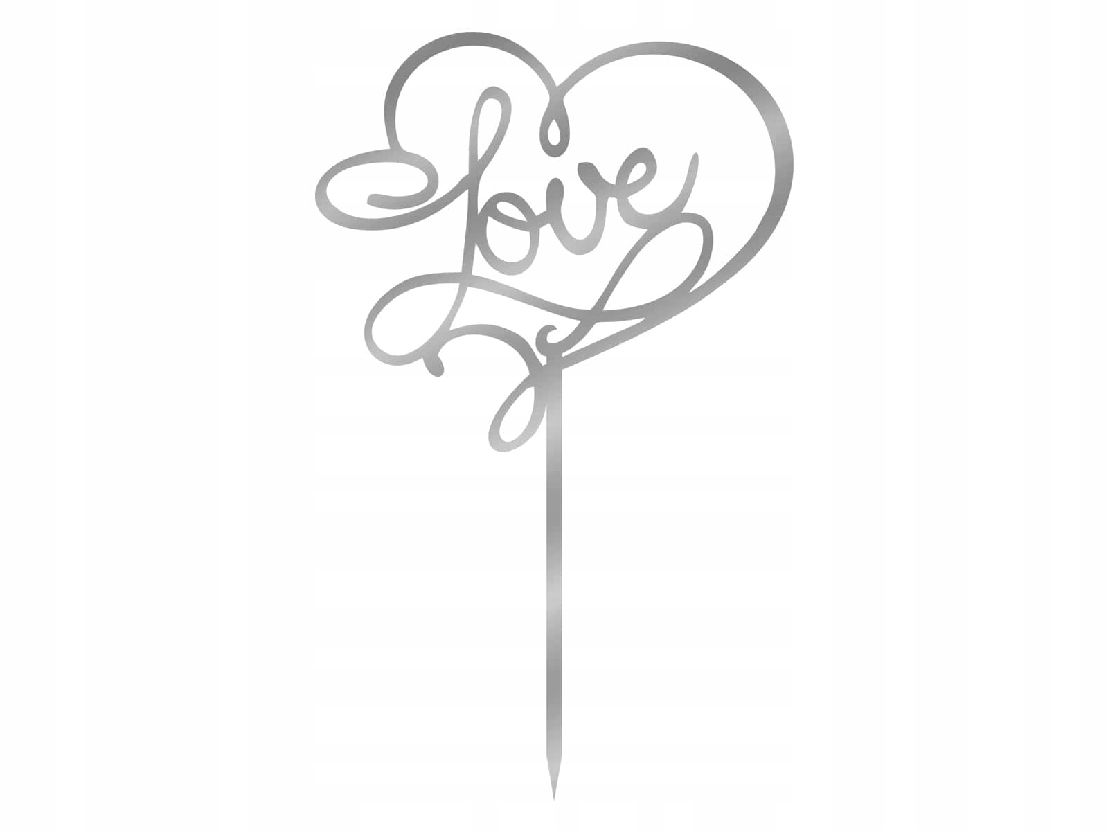 

Topper na tort Love srebrny 15x9,5cm Wesele plexi