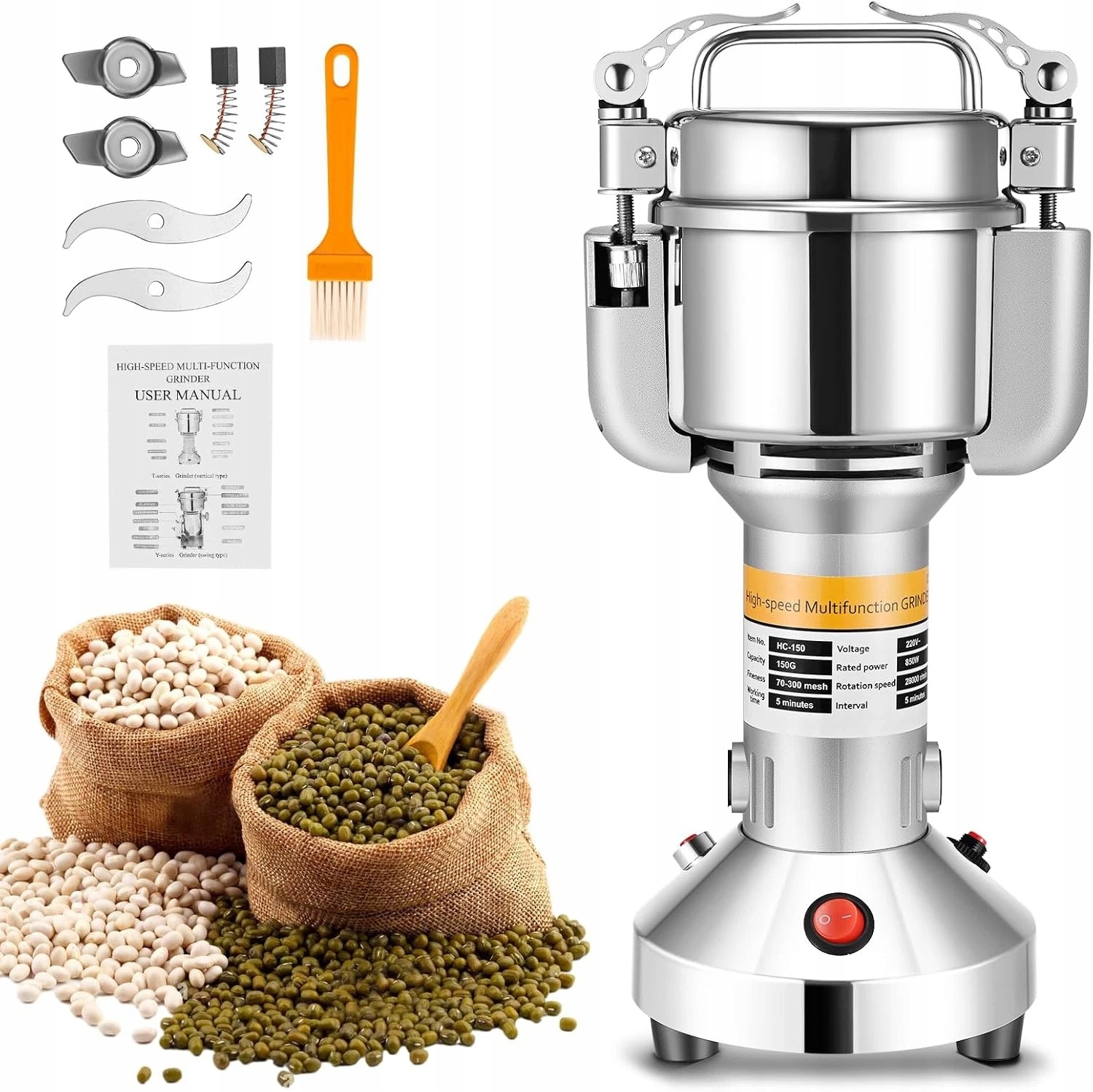 Młynek Elektryczny Żarnowy Do Mielenia Kawy Regulacja Wydajny Mocny 850W