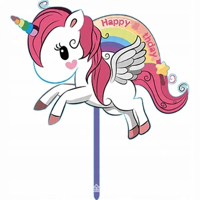 

Topper akrylowy Happy Birthday Unicorn Jednorożec