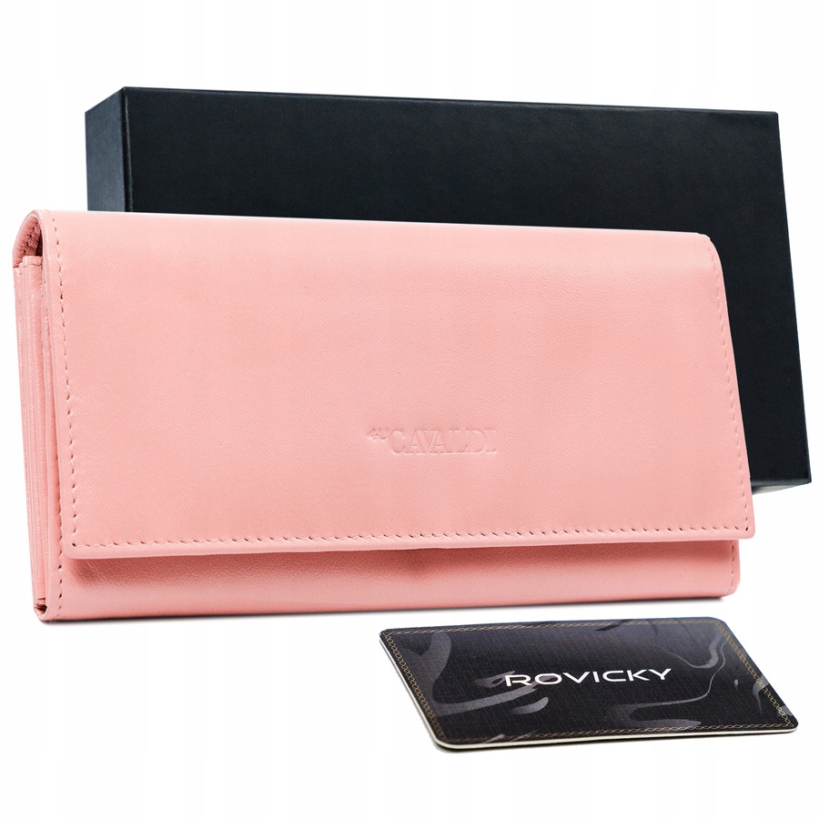 

Elegancki podłużny portfel z klapą na zatrzask