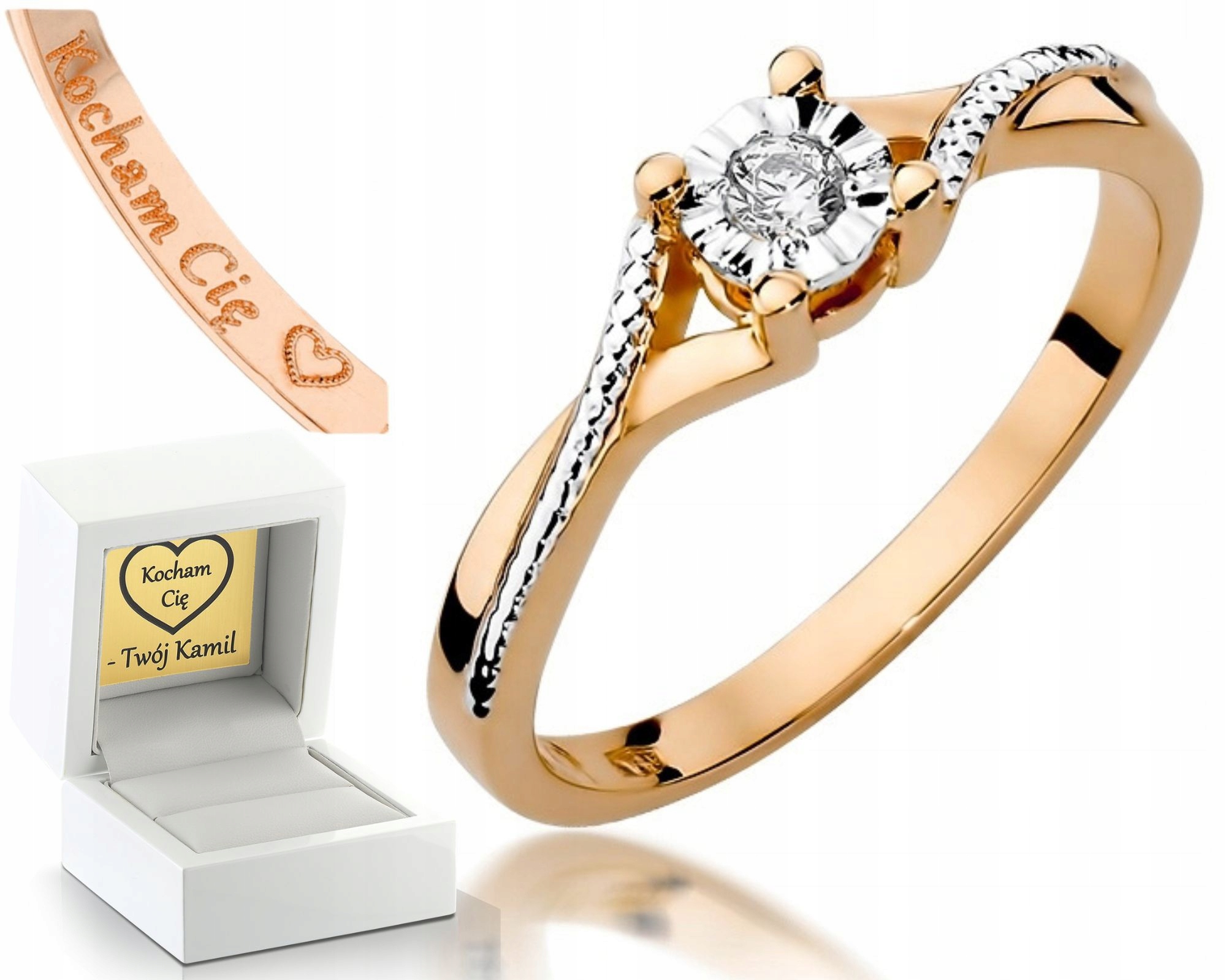 Diamantový Prstýnek Briliant 585 Růžové Zlato