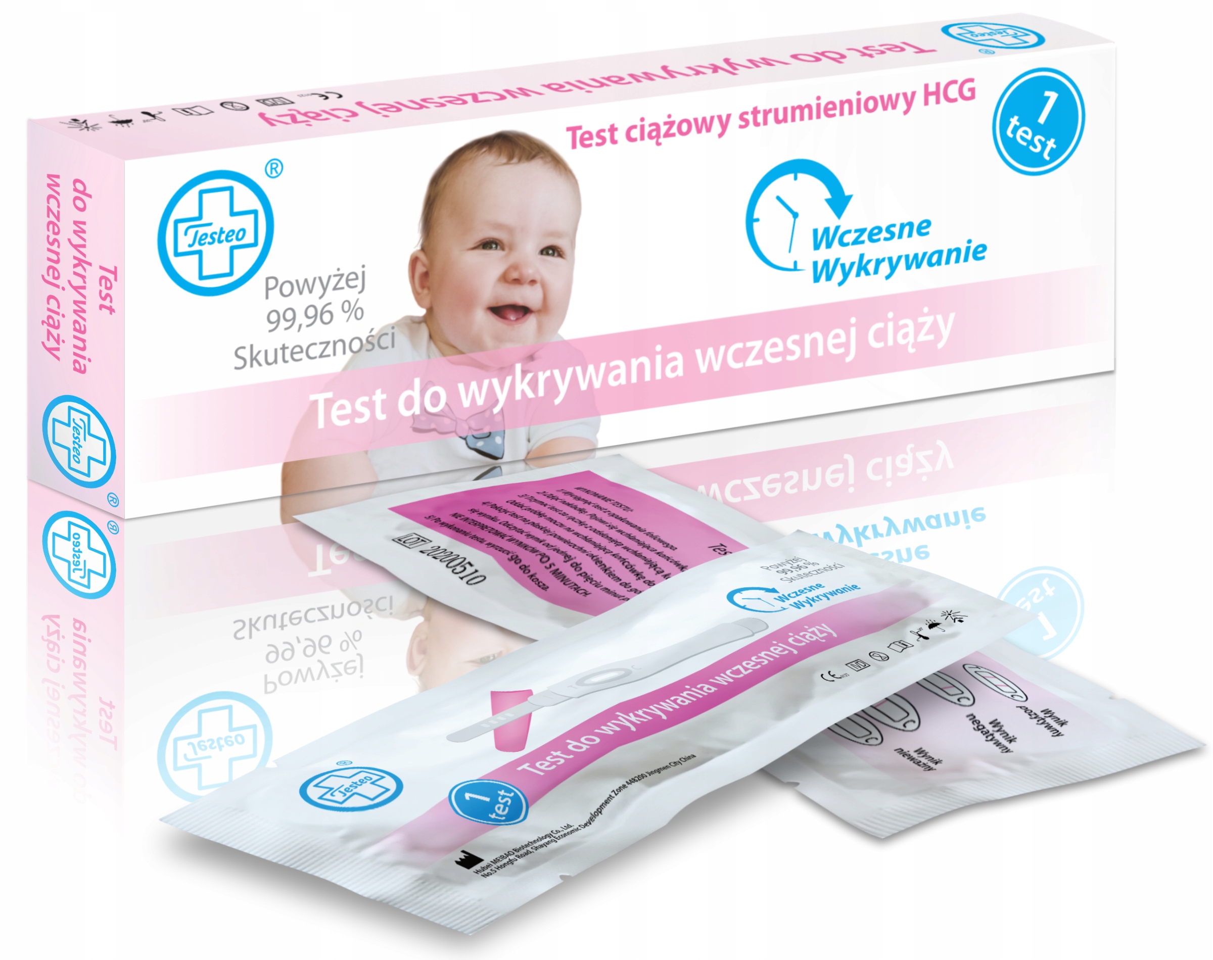 TEST CIĄŻOWY STRUMIENIOWY WCZESNA CIĄŻA 2 DNI. Producent wyrobu medycznego Gaobeidian PRISES Biotechnology Co., Ltd
