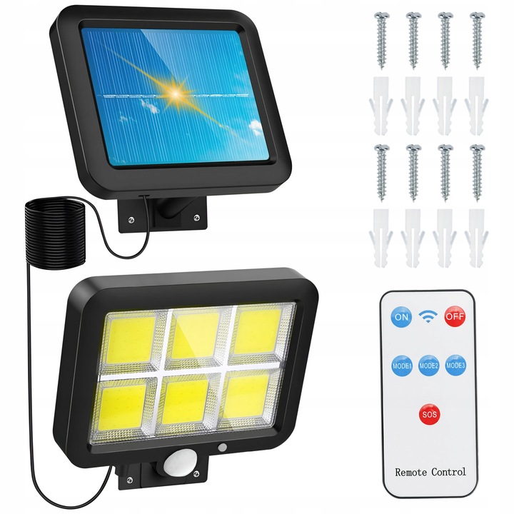 BARDZO MOCNA LAMPA SOLARNA HALOGEN LED CZUJNIK RUCHU ZMIERZCHU 15W 6500K Kąt świecenia 160°