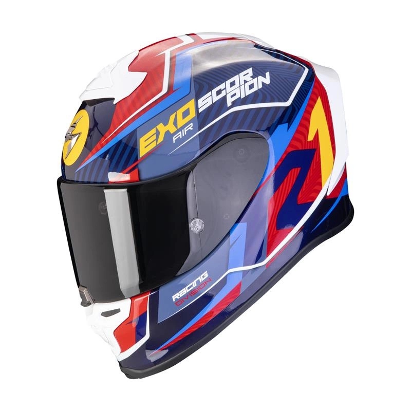 Motocyklová prilba Scorpion Exo R1 Evo Air Coup Blue/red/yellow Darčeky