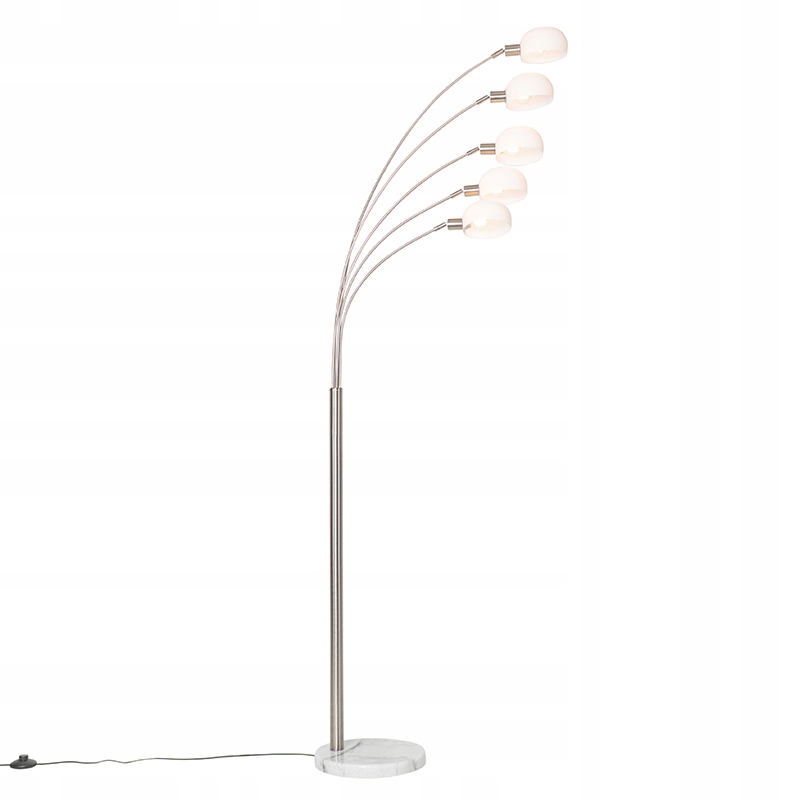 Designerska lampa podłogowa stalowa z opalem 5-światłowa Sixties Marmo