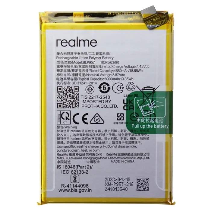 Originální Baterie Akumulátor BLP957 Realme 10 5000 mAh