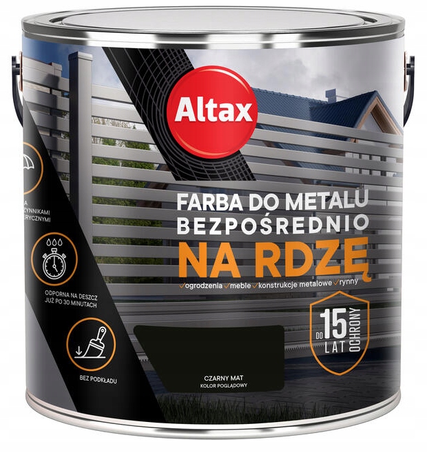ALTAX FARBA DO METALU NA RDZĘ 2,5L CZARNY MAT Marka Altax