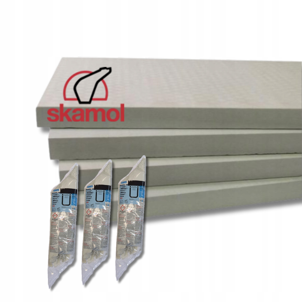 10x Obudowa kominka Płyta kominkowa Skamol 1000x610x30mm i 3x klej Promat