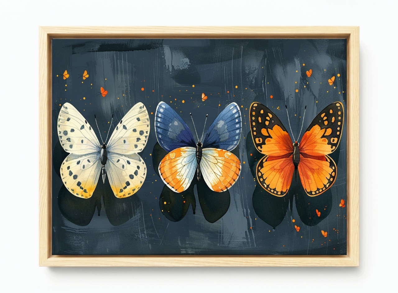 Obraz Rám American Box Fauna Příroda Barevné Motýli Hmyz 60x40