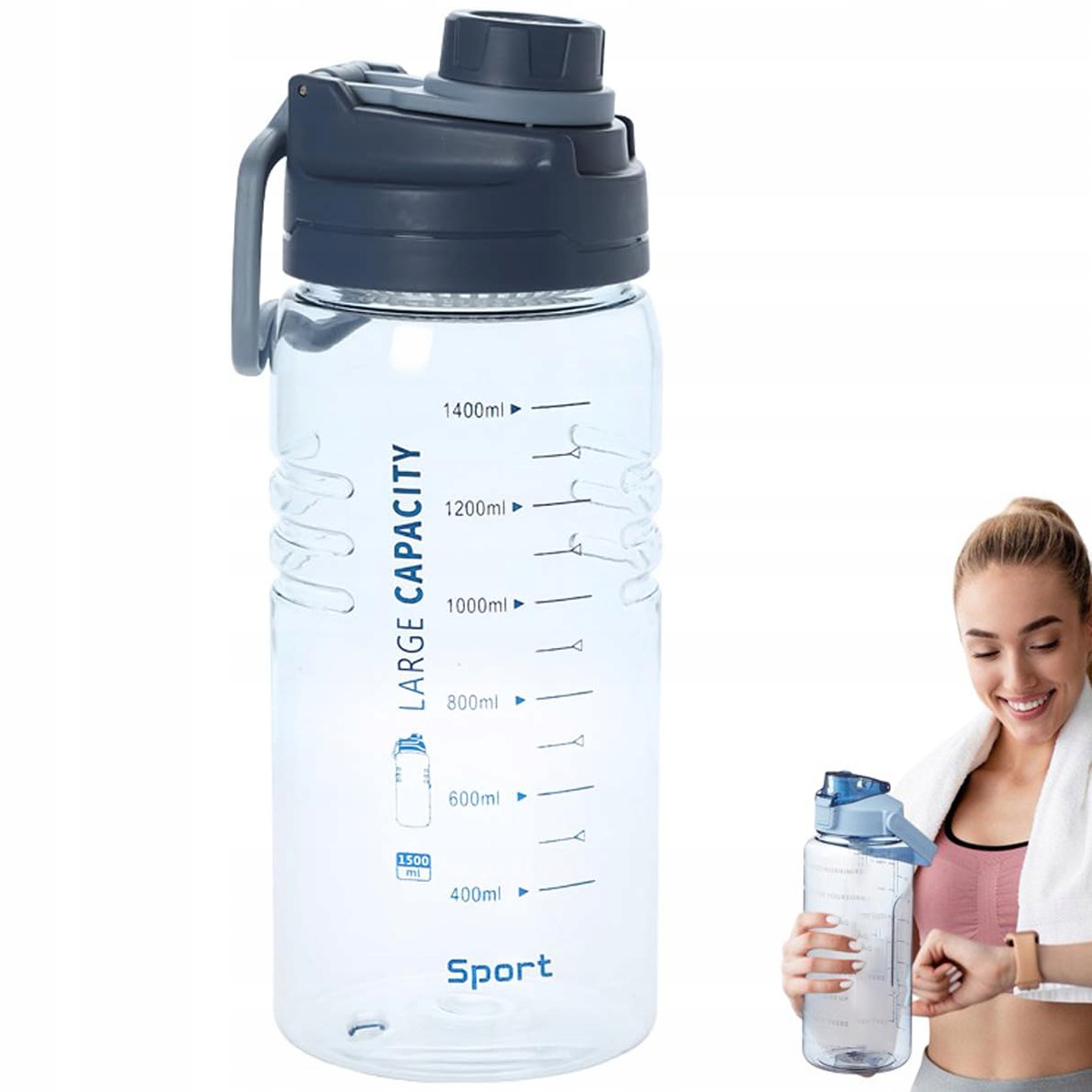 BIDON BUTELKA NA WODĘ SIŁOWNIA TRENING FITNESS1.5L Kod producenta 6HG0329BU6